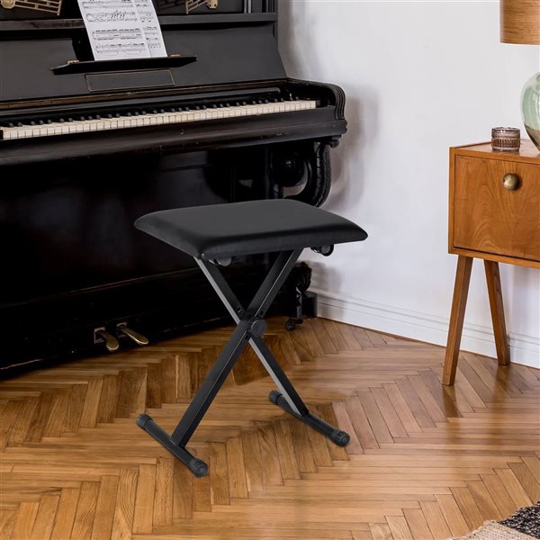 HOMCOM Black X-Style Folding Adjustable Piano Bench