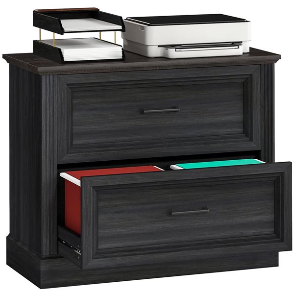 HOMCOM Black Lateral File Cabinet with 2 Drawers