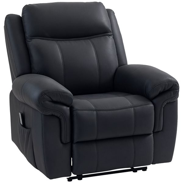 HOMCOM Black Manual Recliner Chair with 8 Vibration Massage & Side Pockets