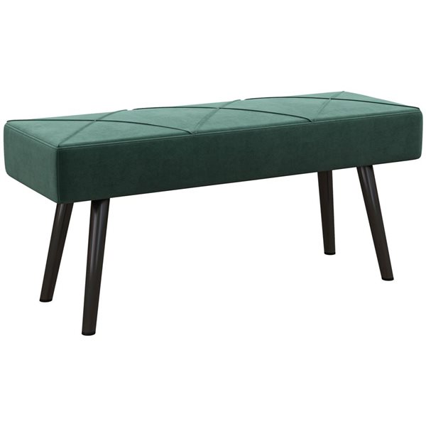 HOMCOM 39-in Green Upholstered End of Bed Bench or Entryway Bench
