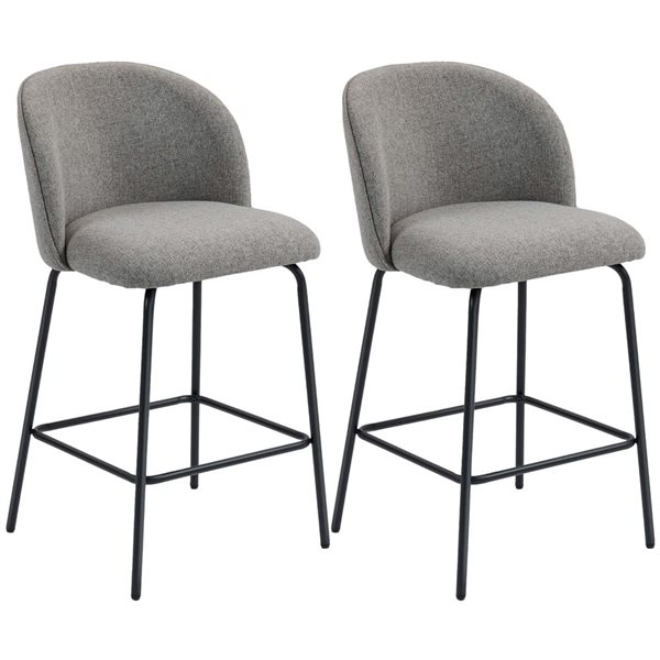 HOMCOM Set of 2 27-in Dark Grey Counter Height Modern Bar Stools with Back
