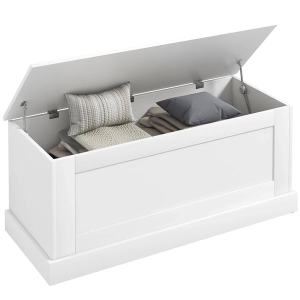 HOMCOM 39.4-in White Wooden Modern Storage Chest