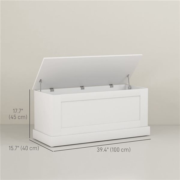 HOMCOM 39.4-in White Wooden Modern Storage Chest