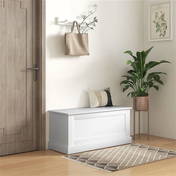 HOMCOM 39.4-in White Wooden Modern Storage Chest