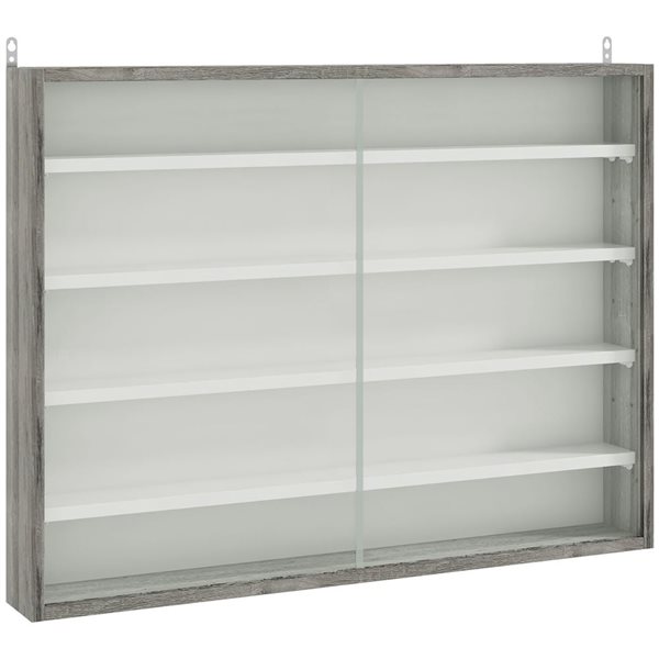HOMCOM 5-Shelf Grey/White Particleboard Wall Display Cabinet