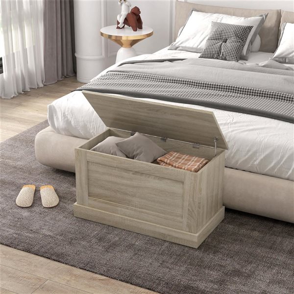 HOMCOM 31.5-in Natural Wooden Modern Storage Chest