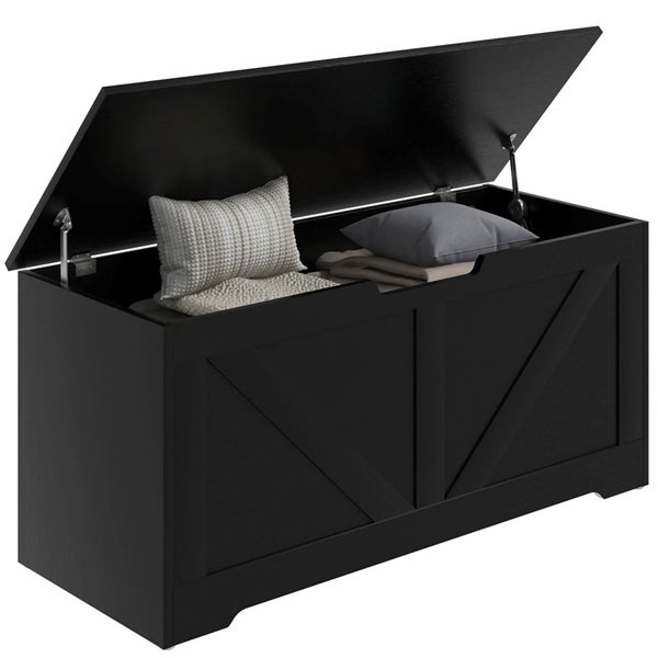 Coffre de rangement HOMCOM noir en bois 39,4 po pour salon 838-480V81BK ...