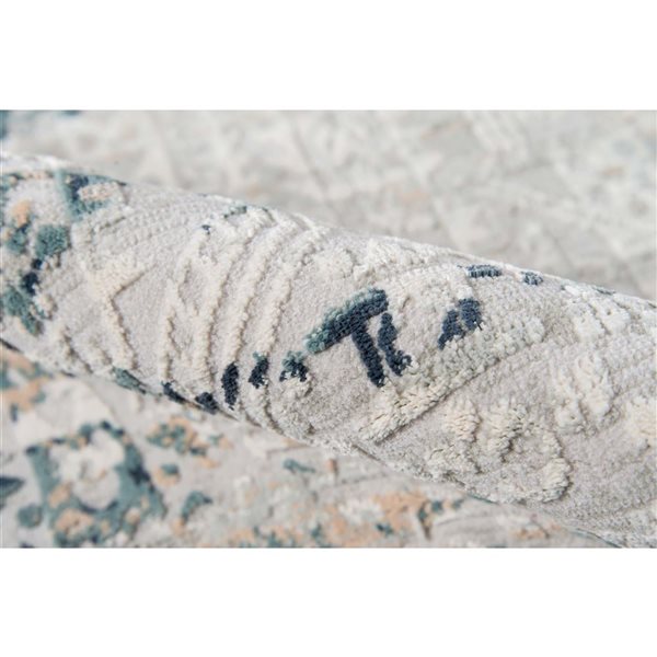 ECARPET Amber Silver Grey Traditional Rectangle Polyester Distressed/Overdyed Area Rug - 5 x 7-ft