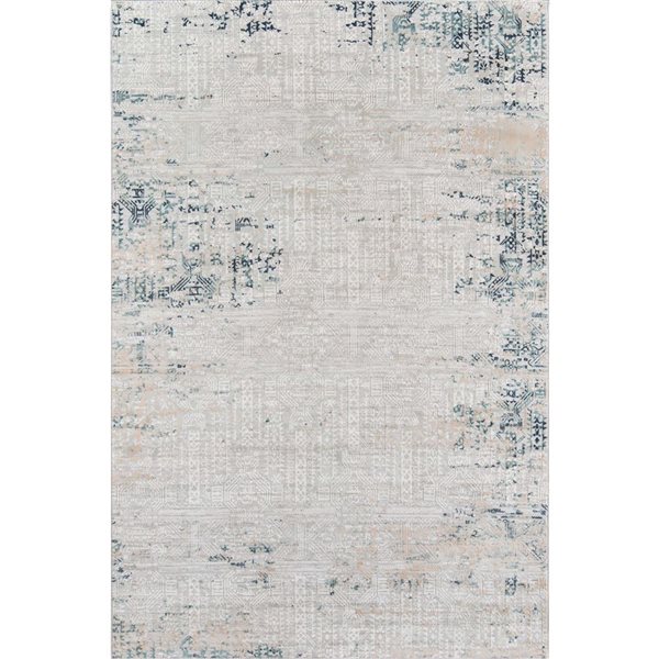 ECARPET Amber Silver Grey Traditional Rectangle Polyester Distressed/Overdyed Area Rug - 5 x 7-ft