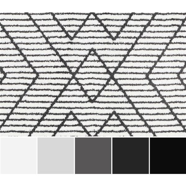 ECARPET Sloane Ivory Contemporary Rectangular Polyester Geometric Runner Rug - 2 x 7-ft