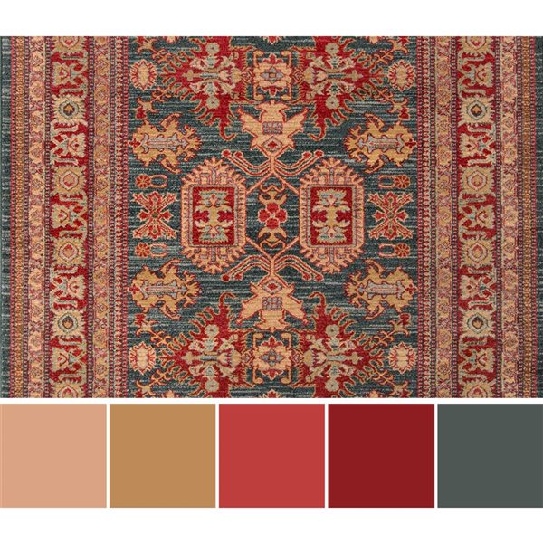 ECARPET Lena Blue Traditional Rectangular Polypropylene Abstract Area Rug - 9 x 12-ft