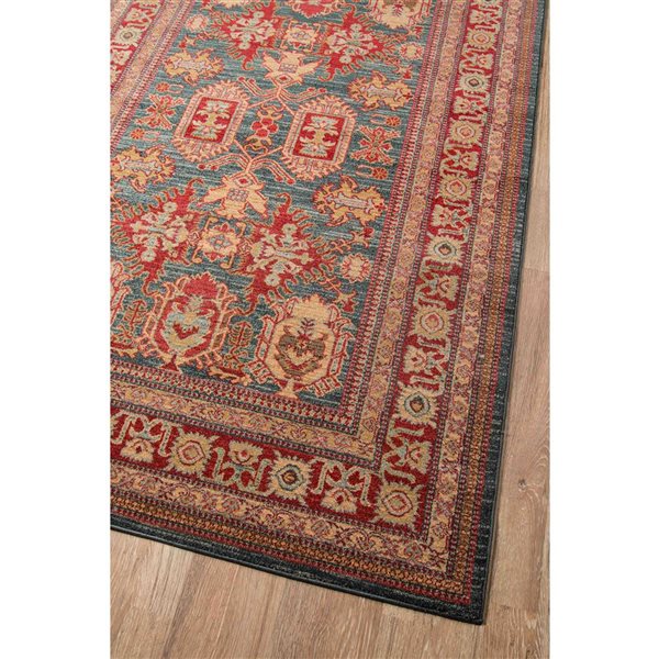 ECARPET Lena Blue Traditional Rectangular Polypropylene Abstract Area Rug - 9 x 12-ft