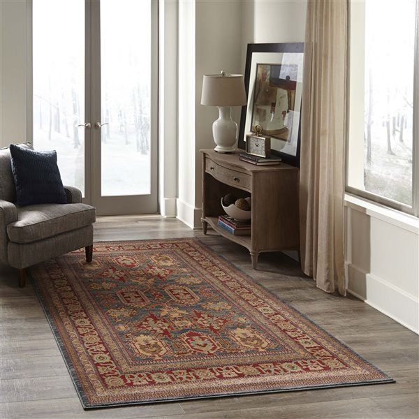 ECARPET Lena Blue Traditional Rectangular Polypropylene Abstract Area Rug - 9 x 12-ft
