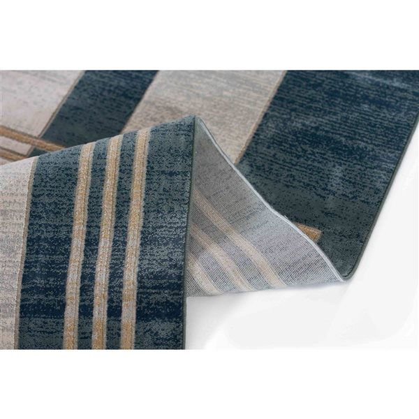 ECARPET Erisa Blue Contemporary Rectangular Polyester Geometric Area Rug - 7 x 9-ft
