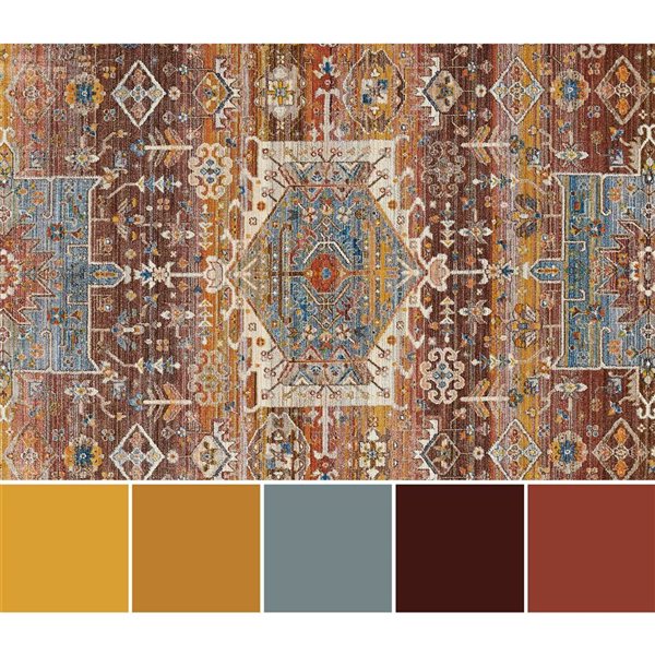 ECARPET Dulce Multicolour Traditional Rectangle Polypropylene Abstract Area Rug - 9 x 12-ft