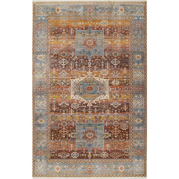 ECARPET Dulce Multicolour Traditional Rectangle Polypropylene Abstract Area Rug - 9 x 12-ft