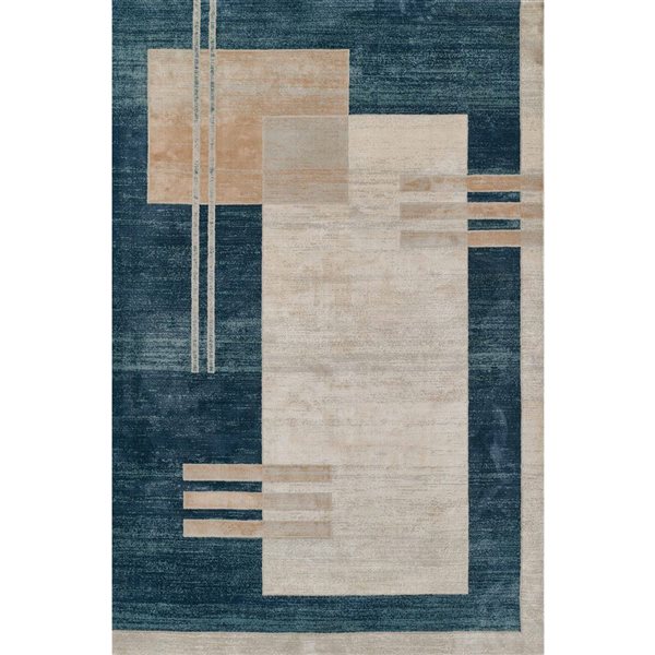 ECARPET Sorelle Blue Contemporary Rectangular Polyester Geometric Area Rug - 8 x 12-ft