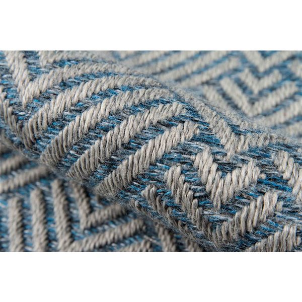 ECARPET Laura Blue Modern Indoor/Outdoor Rectangular Polypropylene Geometric Runner Rug - 2 x 10-ft