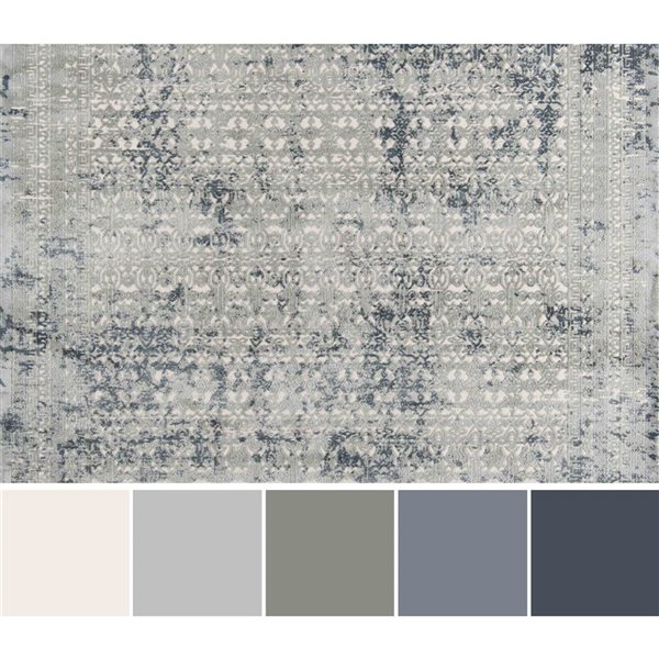 ECARPET Mabel Sage Traditional Rectangular Polyester Distressed/Overdyed Area Rug - 5 x 7-ft