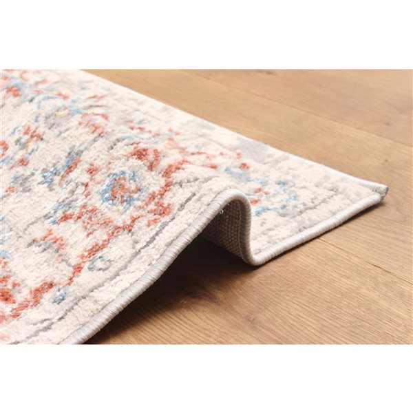 ECARPET Mira Ivory Traditional Rectangular Polyester Abstract Runner Rug - 2 x 8-ft