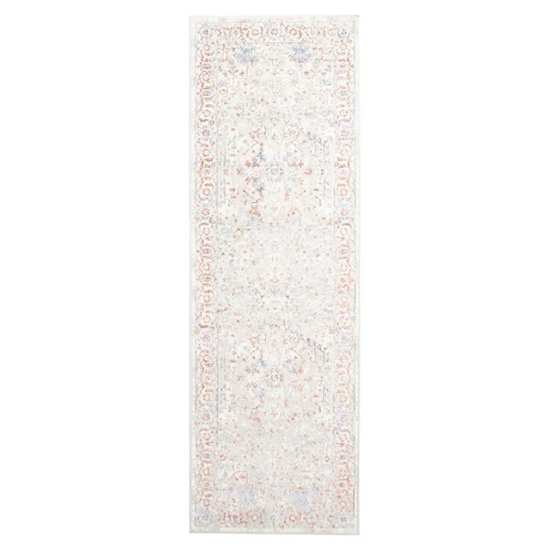 ECARPET Mira Ivory Traditional Rectangular Polyester Abstract Runner Rug - 2 x 8-ft