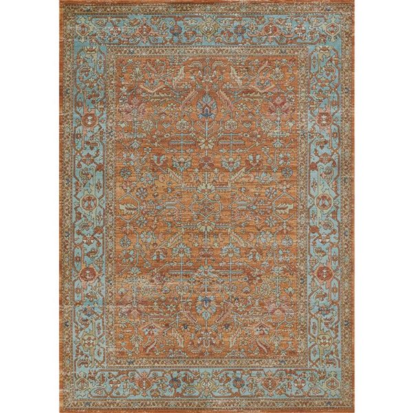 ECARPET Hailey Orange Traditional Rectangular Polypropylene Medallion Area Rug - 5 x 7-ft