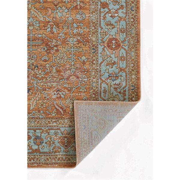 ECARPET Hailey Orange Traditional Rectangular Polypropylene Medallion Area Rug - 5 x 7-ft