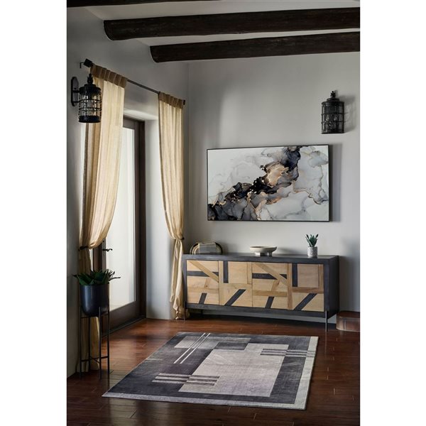 ECARPET Sorelle Charcoal Contemporary Rectangular Polyester Geometric Area Rug - 8 x 12-ft