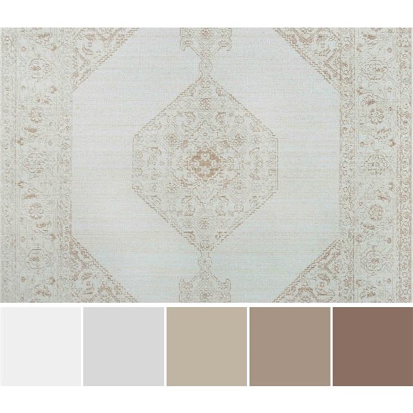 ECARPET Maude Brown Traditional Rectangular Polyester Medallion Area Rug - 9 x 12-ft