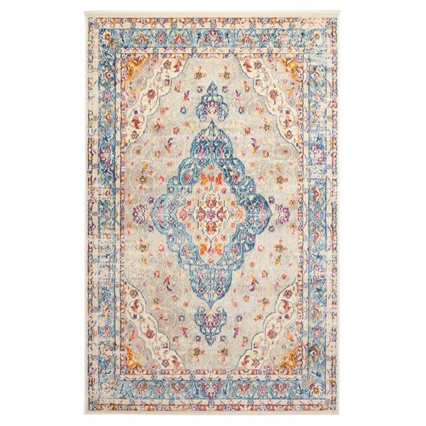 ECARPET Daria Grey Traditional Rectangle Polypropylene Abstract Area Rug - 8 x 10-ft