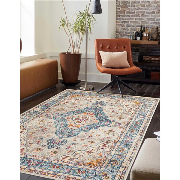 ECARPET Daria Grey Traditional Rectangle Polypropylene Abstract Area Rug - 8 x 10-ft