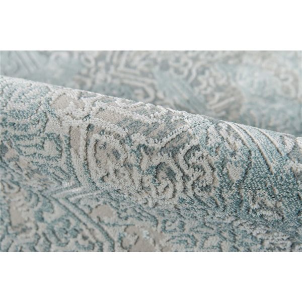 ECARPET Elysia Light Blue Traditional Rectangular Polyester Distressed/Overdyed Area Rug - 8 x 12-ft