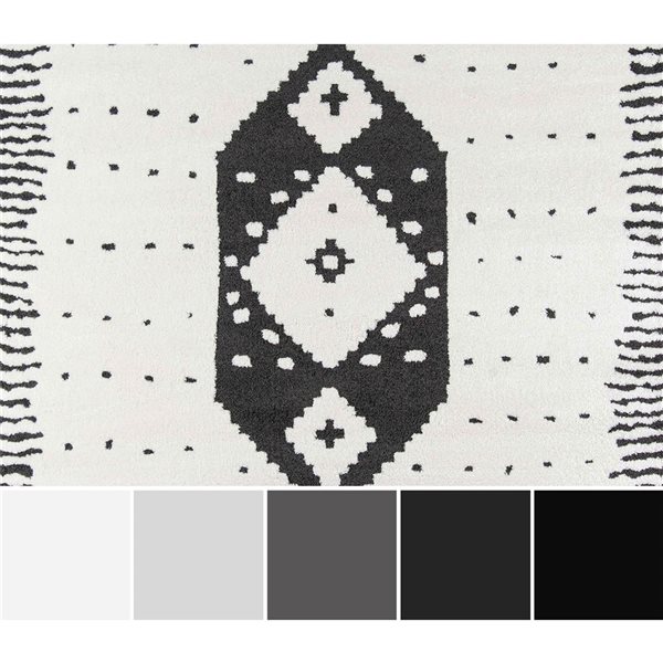 ECARPET Lyra Ivory Contemporary Rectangular Polyester Area Rug - 7 x 9-ft