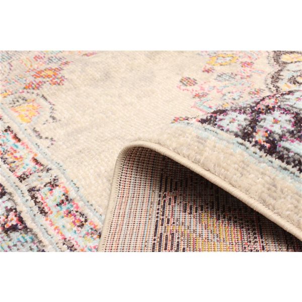 ECARPET Lea Ivory Traditional Rectangular Polypropylene Abstract Area Rug - 5 x 8-ft