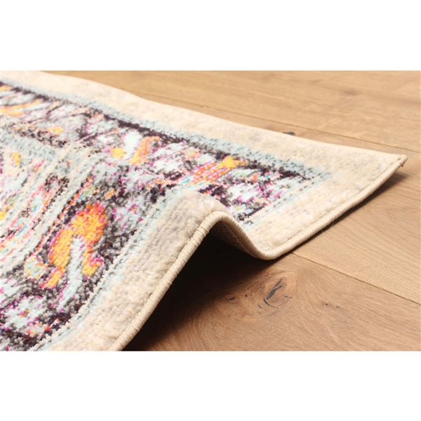 ECARPET Lea Ivory Traditional Rectangular Polypropylene Abstract Area Rug - 5 x 8-ft