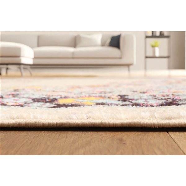 ECARPET Lea Ivory Traditional Rectangular Polypropylene Abstract Area Rug - 5 x 8-ft
