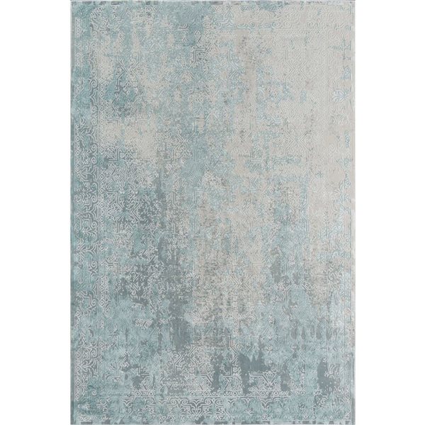 ECARPET Elysia Light Blue Traditional Rectangular Polyester Distressed/Overdyed Area Rug - 7 x 9-ft