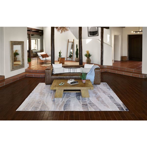 ECARPET Briar Grey Contemporary Rectangle Polyester Abstract Area Rug - 5 x 7-ft