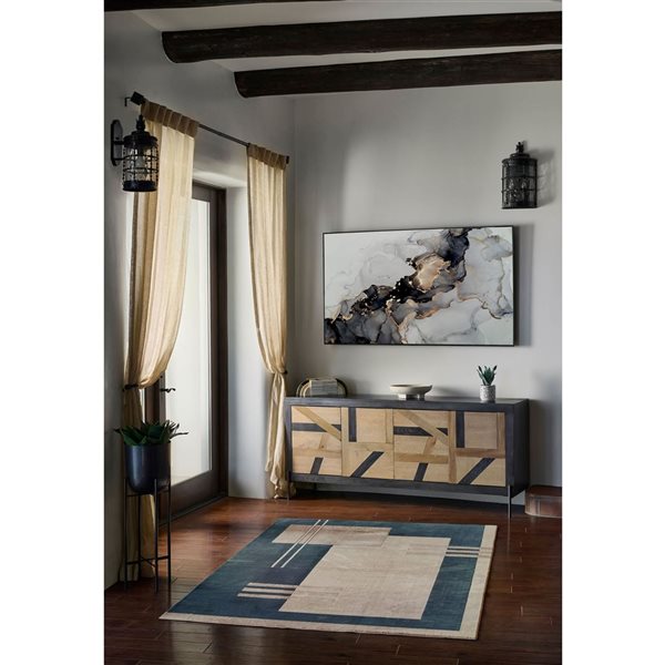 ECARPET Sorelle Blue Contemporary Rectangular Polyester Geometric Area Rug - 7 x 9-ft