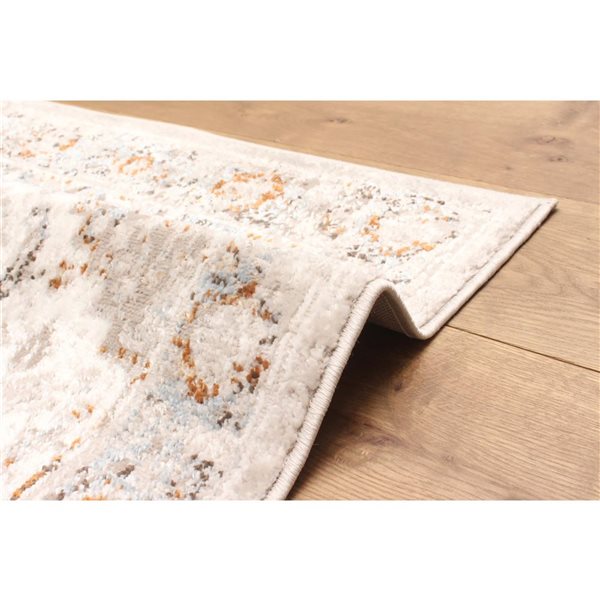 ECARPET Paradox Ivory Traditional Rectangular Polyester Abstract Runner Rug - 2 x 8-ft