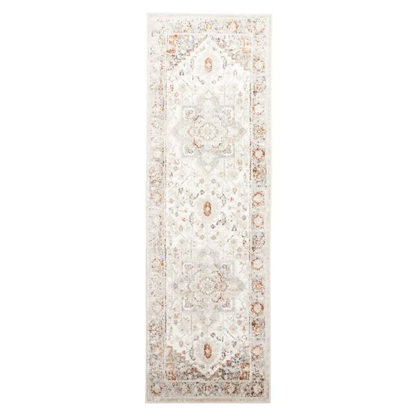 ECARPET Paradox Ivory Traditional Rectangular Polyester Abstract Runner Rug - 2 x 8-ft