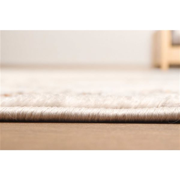ECARPET Paradox Ivory Traditional Rectangular Polyester Abstract Runner Rug - 2 x 8-ft