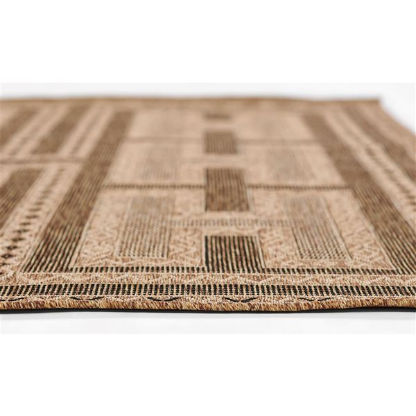 ECARPET Hazel Natural Ivory Transitional Indoor/Outdoor Rectangular Polypropylene Geometric Area Rug - 6 x 9-ft