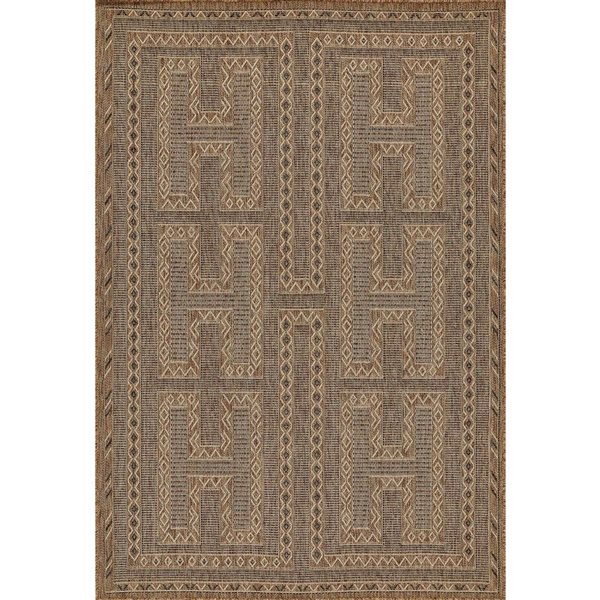 ECARPET Hazel Natural Ivory Transitional Indoor/Outdoor Rectangular Polypropylene Geometric Area Rug - 6 x 9-ft