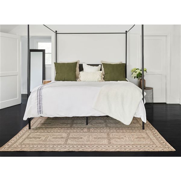 ECARPET Hazel Natural Ivory Transitional Indoor/Outdoor Rectangular Polypropylene Geometric Area Rug - 6 x 9-ft