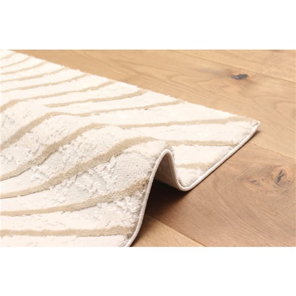 ECARPET Sienna Ivory Contemporary Rectangular Polyester Abstract Area Rug - 8 x 10-ft