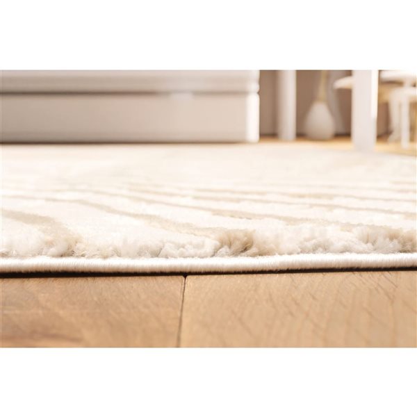 ECARPET Sienna Ivory Contemporary Rectangular Polyester Abstract Area Rug - 8 x 10-ft