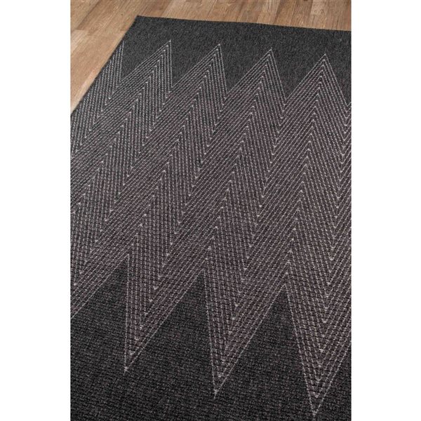 ECARPET Raven Charcoal Modern Indoor/Outdoor Rectangular Polypropylene Geometric Runner Rug - 2 x 6-ft