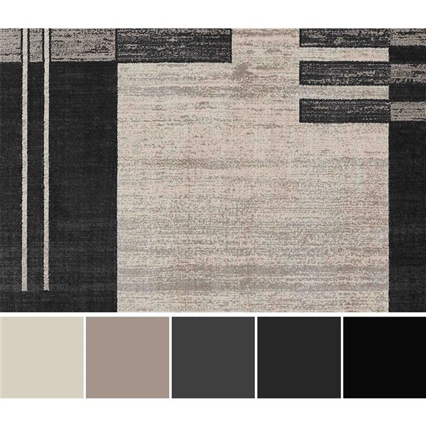 ECARPET Sorelle Charcoal Contemporary Rectangular Polyester Geometric Runner Rug - 2 x 7-ft