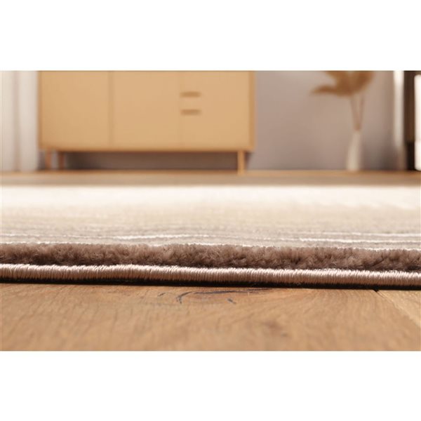 ECARPET Ramona Tan Contemporary Rectangular Polyester Abstract Area Rug - 5 x 8-ft
